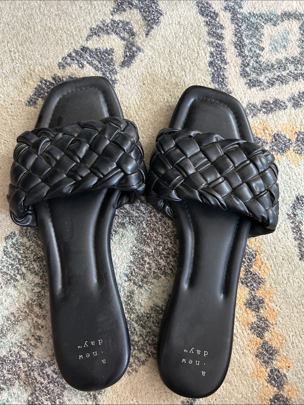 a new day Black Braided Slide Mules
